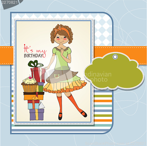 Image of pretty young girl with gift
