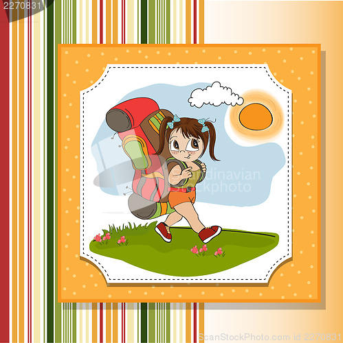 Image of Traveling tourist girl with backpack