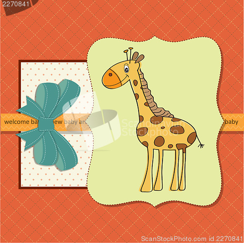 Image of new baby announcement card with giraffe