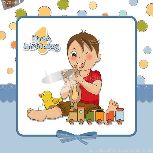 Image of little boy are playing with his toys