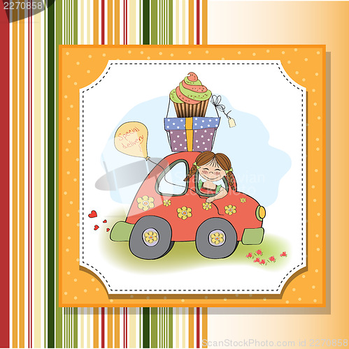 Image of birthday card with funny little girl
