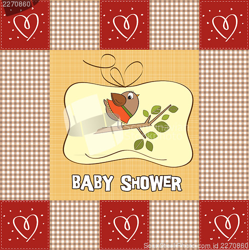 Image of welcome baby card with funny little bird