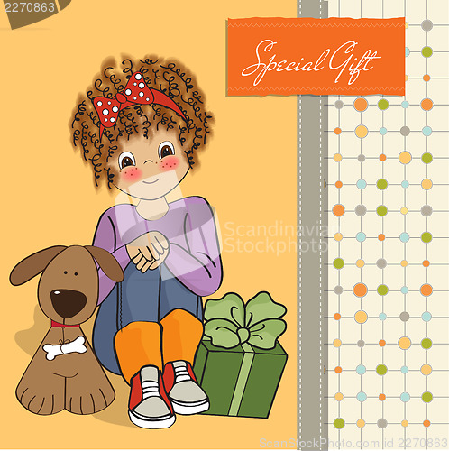 Image of birthday greeting card with pretty little girl