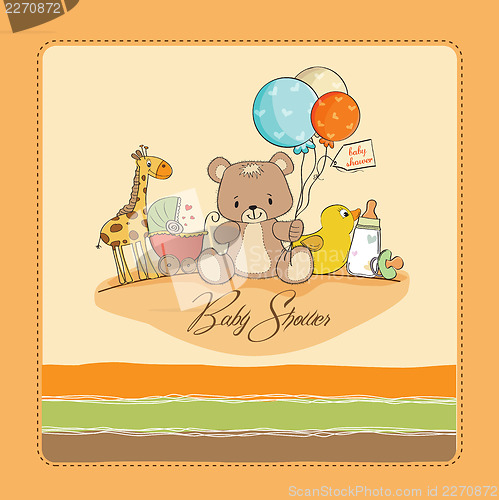 Image of baby shower card with toys