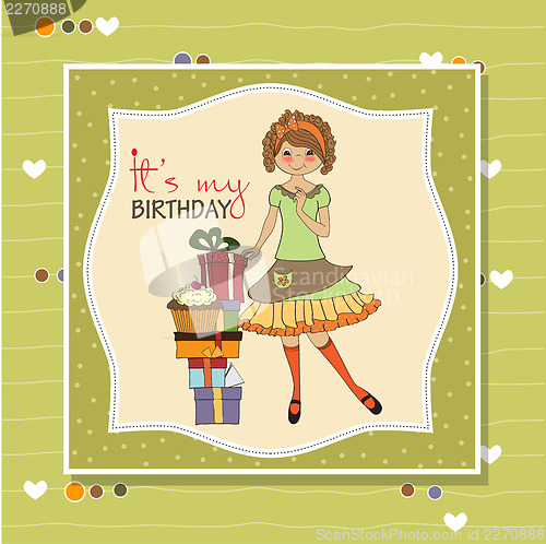 Image of pretty young girl with gift