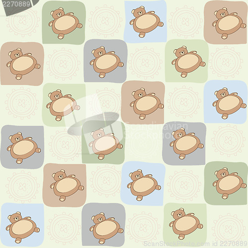 Image of childish seamless pattern with teddy bear