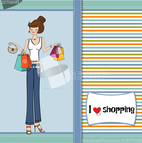 Image of pretty young lady at shopping