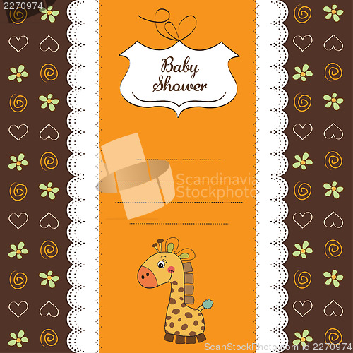 Image of new baby announcement card with giraffe