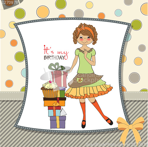 Image of pretty young girl with gift