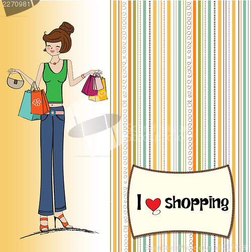 Image of pretty young lady at shopping