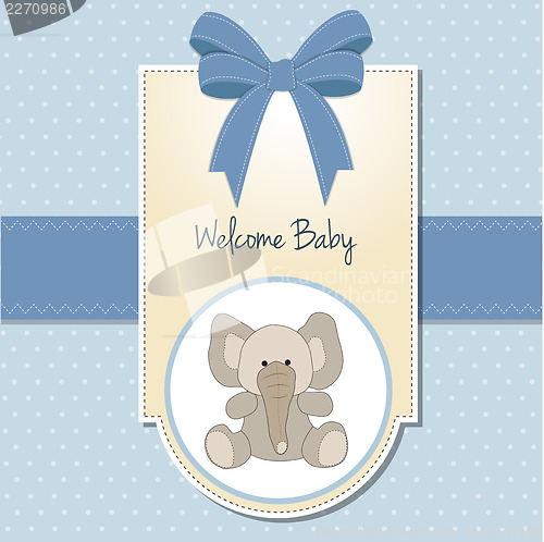 Image of new baby boy announcement card with elephant
