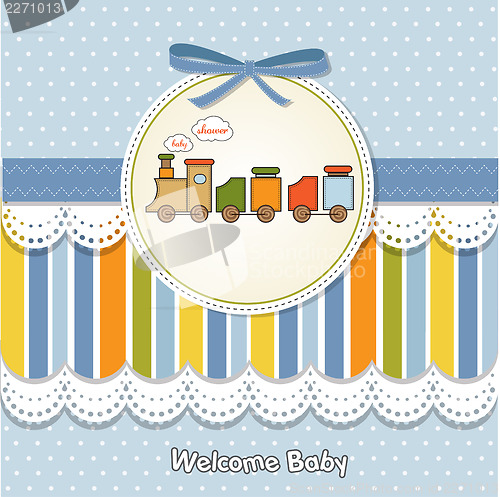 Image of baby  shower card with toy train