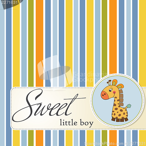Image of new baby announcement card with giraffe