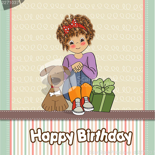 Image of birthday greeting card with pretty little girl