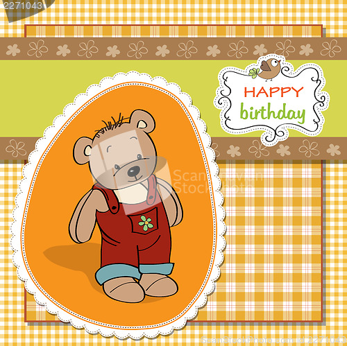 Image of birthday greeting card with teddy bear