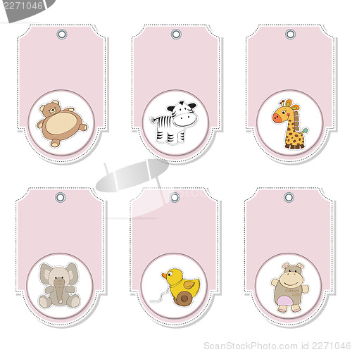 Image of cartoon animals labels set