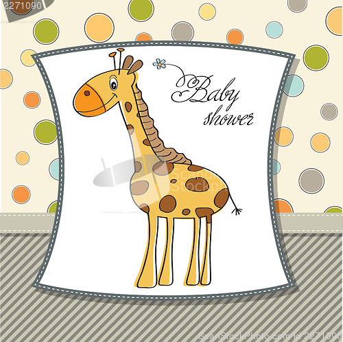 Image of new baby announcement card with giraffe