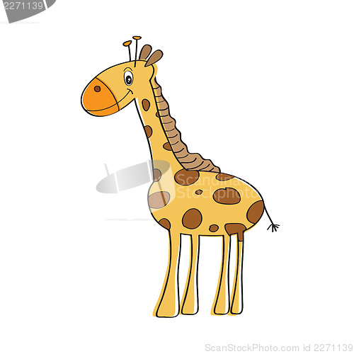 Image of lonely vector giraffe isolated on white background