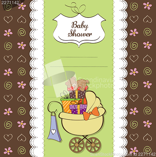 Image of baby shower card with gift boxes