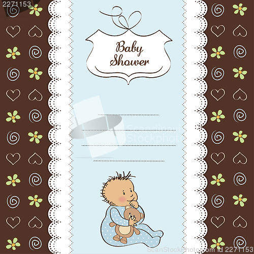 Image of baby announcement card with little boy