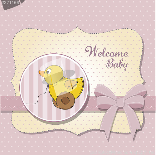 Image of welcome card with duck toy