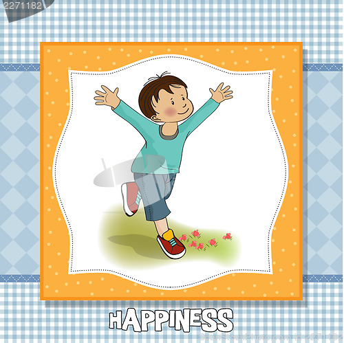 Image of happy little boy who runs