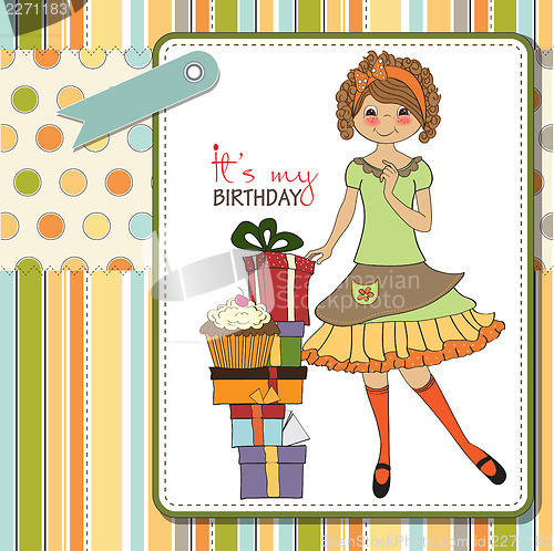 Image of pretty young girl with gift