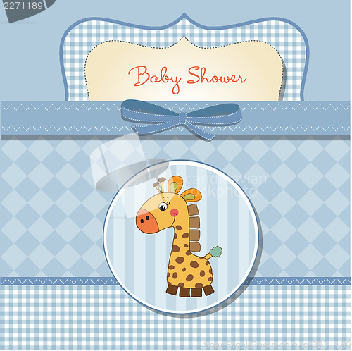 Image of new baby announcement card with giraffe