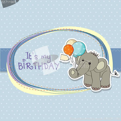 Image of baby boy birthday card with elephant