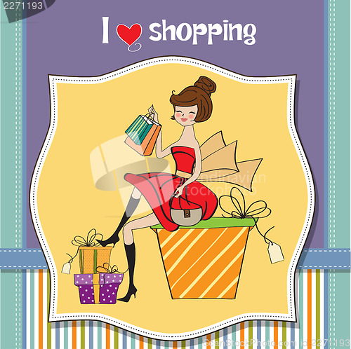 Image of pretty young woman who is happy that she went shopping