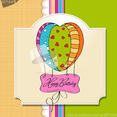 Image of happy birthday card with balloons.