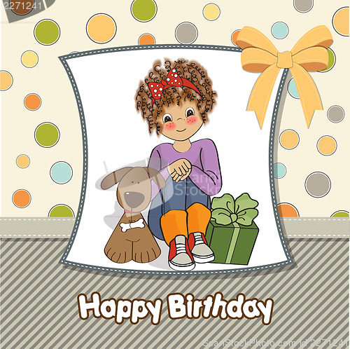 Image of birthday greeting card with pretty little girl