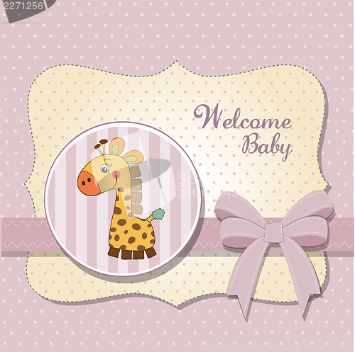Image of   new baby announcement card with giraffe