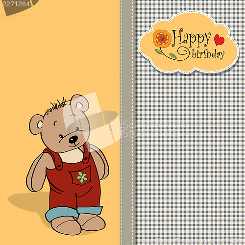 Image of birthday greeting card with teddy bear