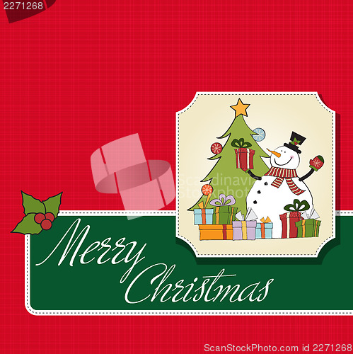 Image of Christmas greeting card with snowman