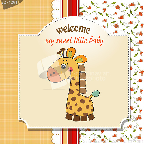 Image of new baby announcement card with giraffe