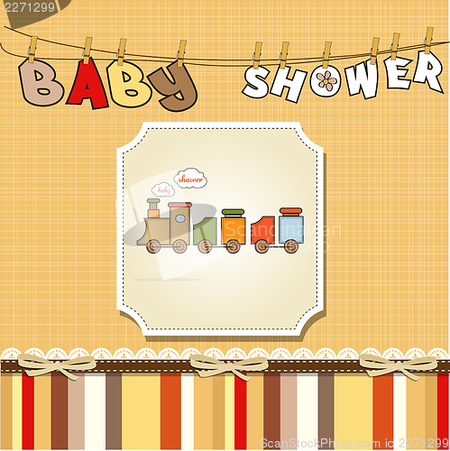 Image of baby  shower card with toy train