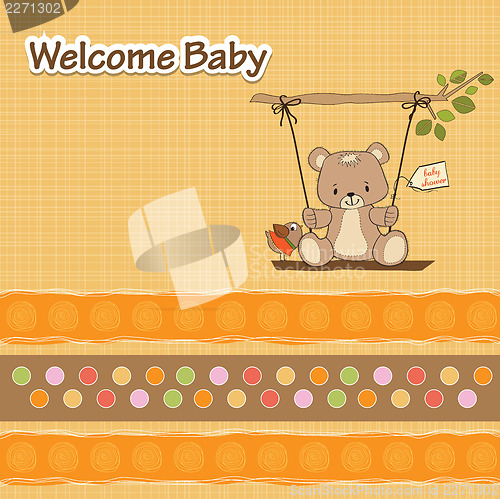 Image of baby shower card with teddy bear