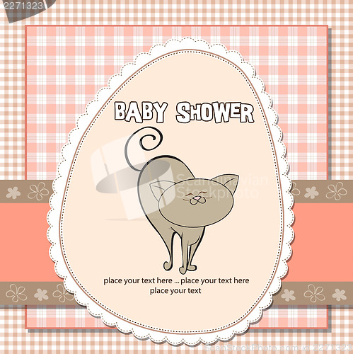 Image of new baby shower card with cat