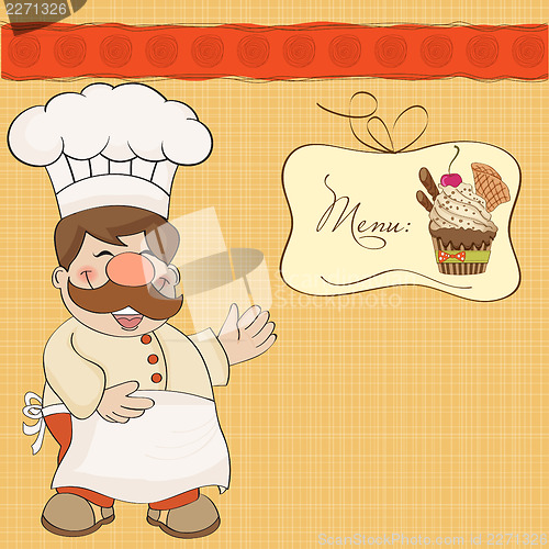 Image of Background with Smiling Chef and Menu