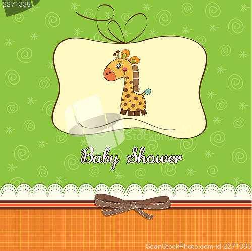 Image of new baby announcement card with giraffe