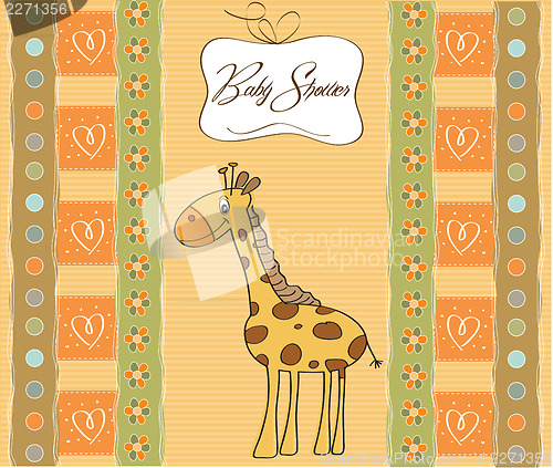 Image of new baby announcement card with giraffe