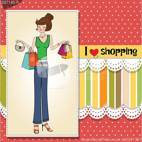 Image of pretty young lady at shopping