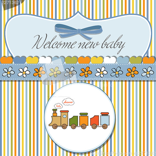 Image of baby  shower card with toy train