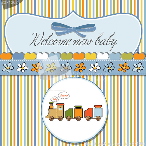 Image of baby  shower card with toy train