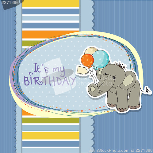 Image of baby boy birthday card with elephant