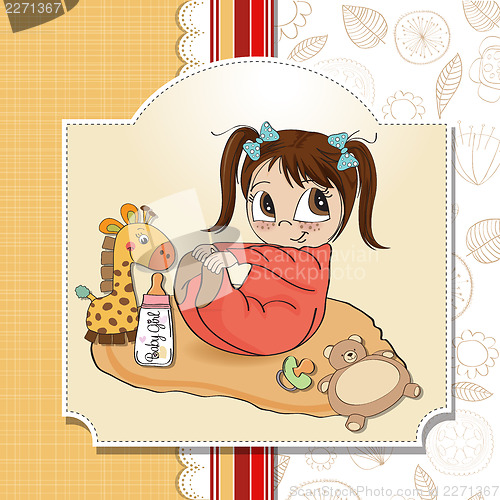Image of little baby girl play with her toys