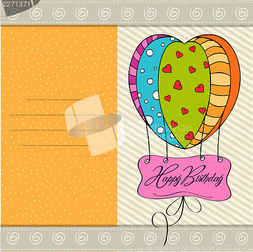 Image of happy birthday card with balloons.
