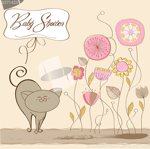 Image of new baby shower card with cat