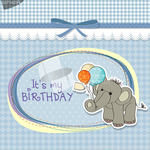 Image of baby boy birthday card with elephant